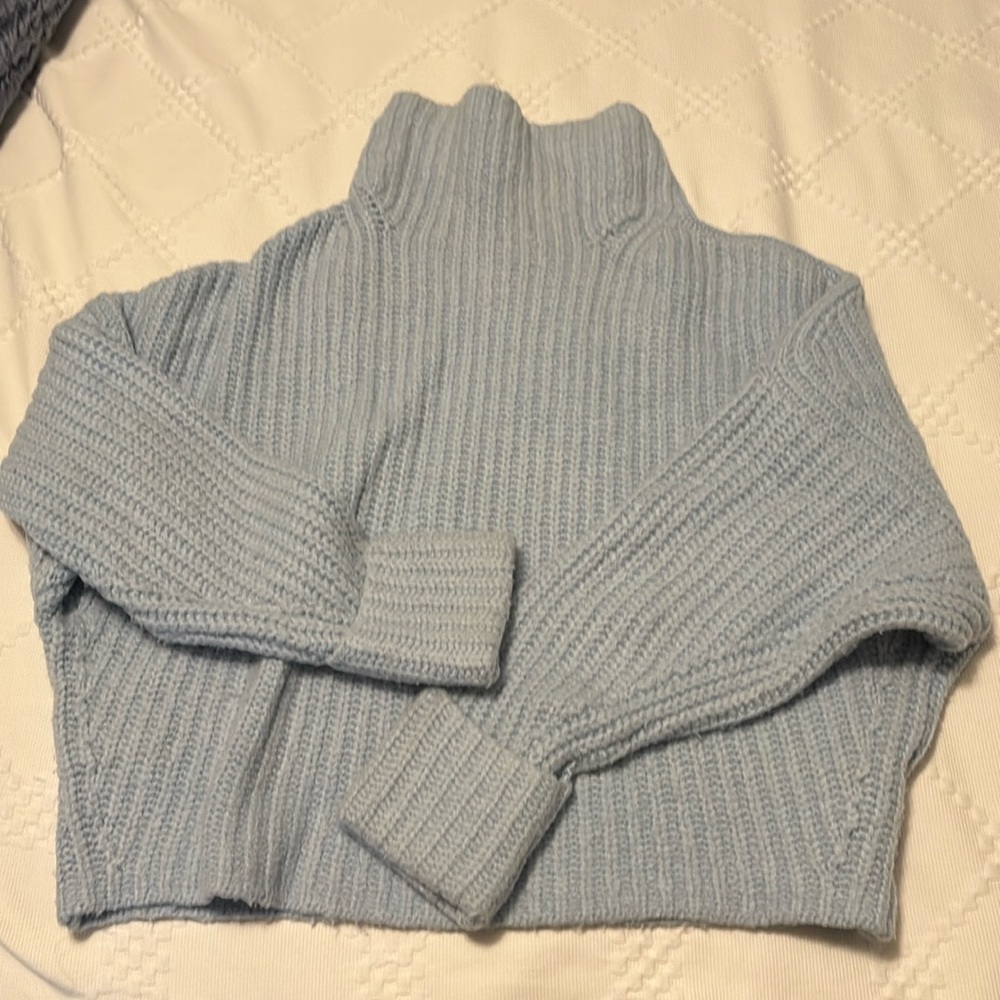 Sky Blue Chunky Oversized Turtleneck Sweater
